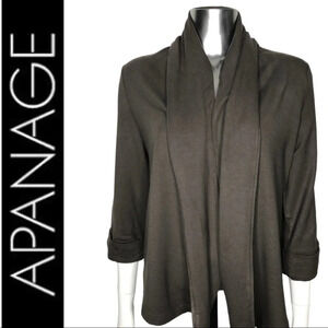 🛍️3/$40 Apanage Brown Knit Cardigan Shawl Collar Size 10